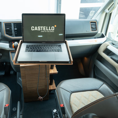 Laptop Arbeitsplatz Beifahrerseite an Cockpitbox